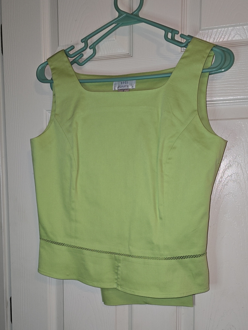 Vintage Square-Neck Sleeveless Camisole in Lime Green & Pant Set